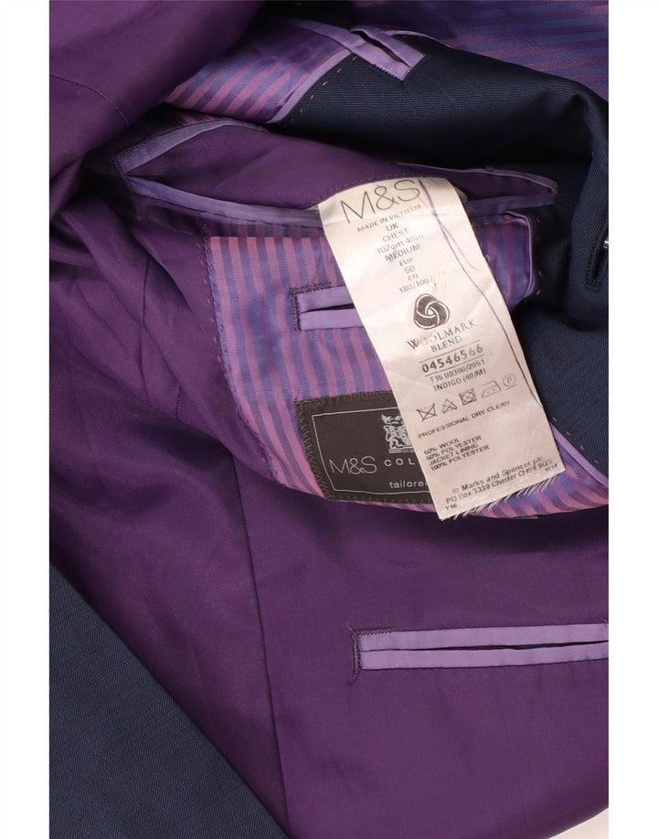 Marks & Spencer Męska marynarka zapinana na 2 guziki UK 40, duża, granatowa, wełniana