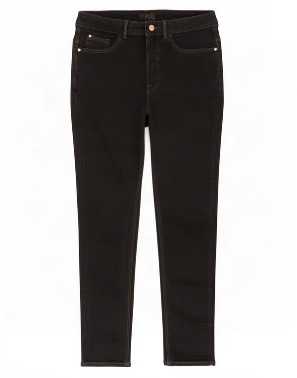 Marks & Spencer Damskie Magic Slim Jeans UK 12 Medium W28 L28 Czarna bawełna