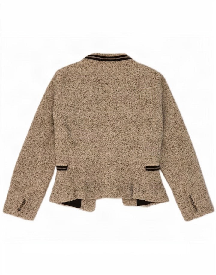 Damska oversize'owa marynarka Zara Otwarta marynarka UK 10 Small Beige Flecked