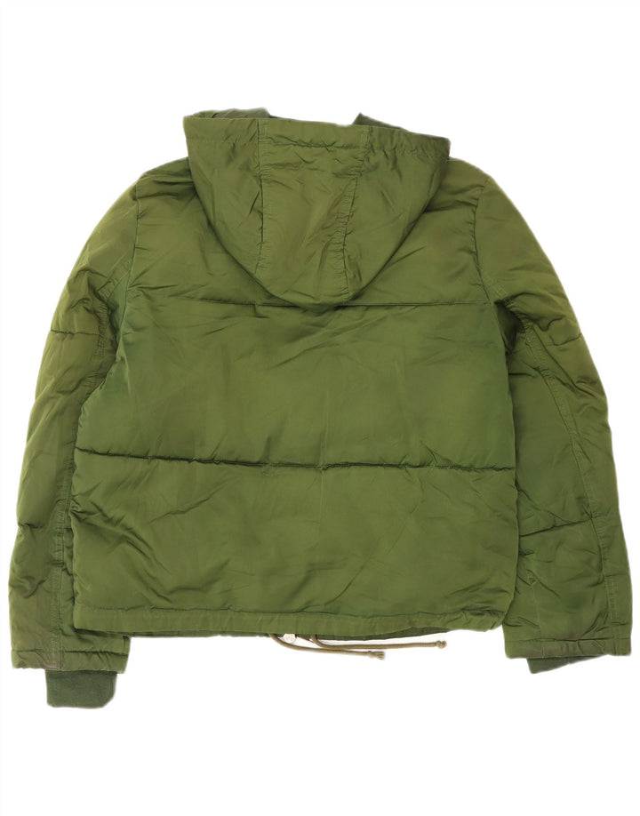 Topshop Damska kurtka z kapturem, oversize, wyściełana, UK 10, mała, khaki, poliester