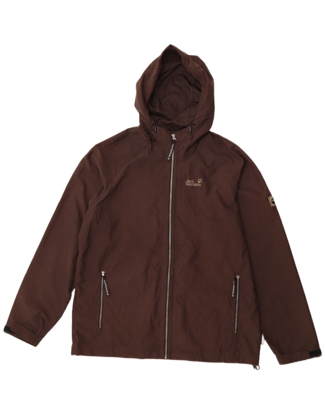 Męska kurtka przeciwdeszczowa z kapturem JACK WOLFSKIN UK 44/46 XL, brązowy poliester