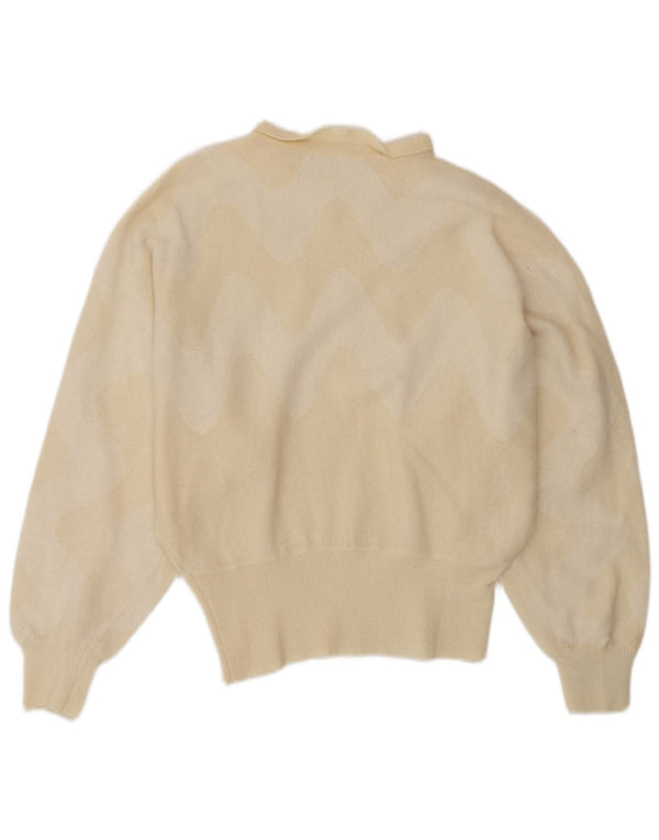 Sweter damski w stylu vintage z dekoltem w łódkę UK 14 średni beż