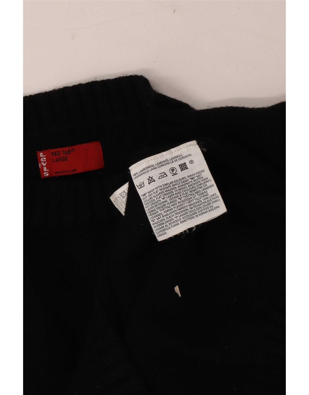 Męski sweter z okrągłym dekoltem Levi's, duży, czarny, z owczej wełny