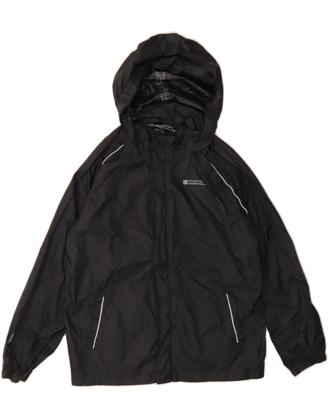 MOUNTAIN WAREHOUSE Boys Hooded Rain Jacket 11-12 Years Black Nylon Vintage Mountain Warehouse and Second-Hand Mountain Warehouse from Messina Hembry 
