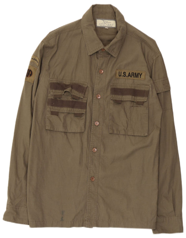 Univers Mens U.S. Army Military Shirt Small Khaki Cotton