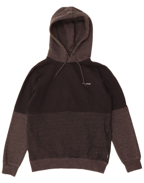 Volcom Mens Hoodie Jumper Small Black Colourblock Cotton