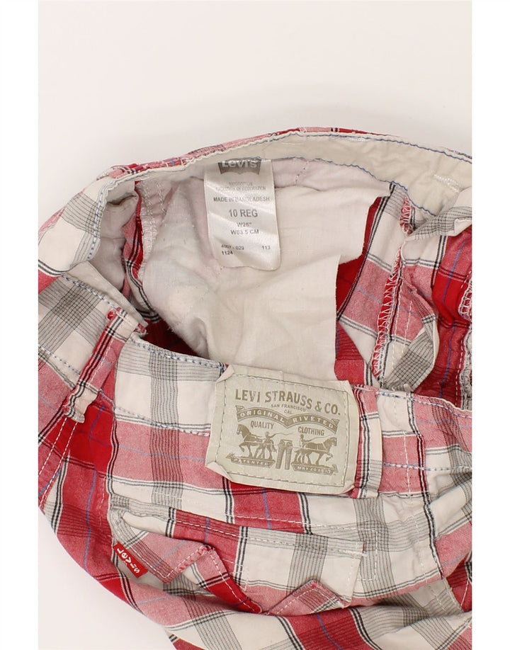 LEVI'S Boys Cargo Shorts 9-10 Years W26 Red Check Cotton Vintage Levi's and Second-Hand Levi's from Messina Hembry 