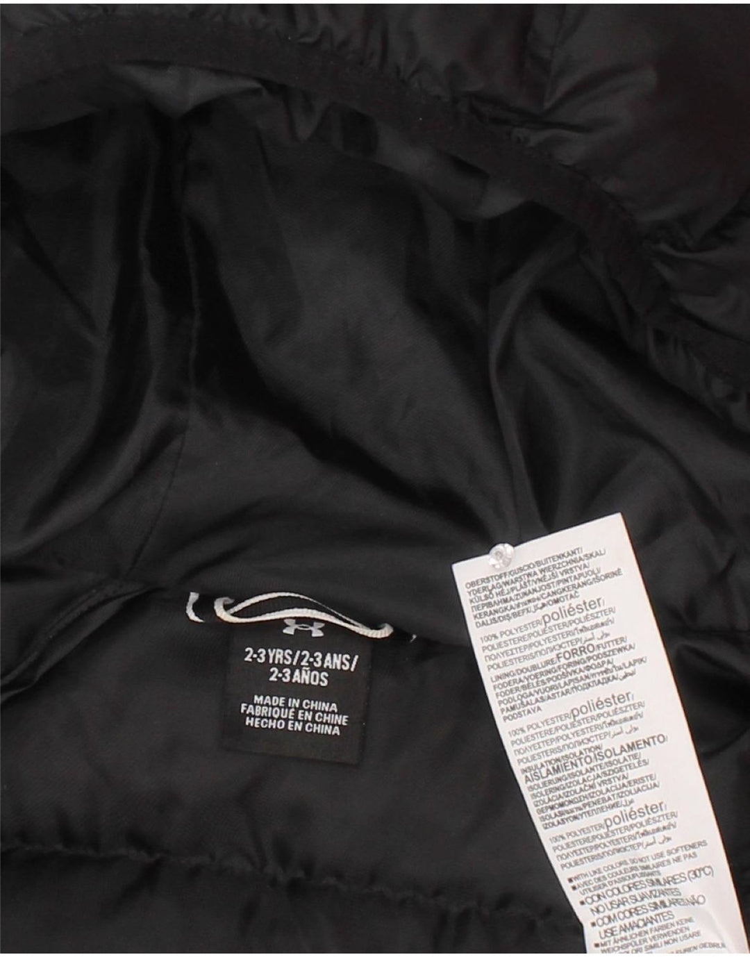 Wyściełana kurtka chłopięca z kapturem Under Armour 2-3 lata, czarna, poliestrowa
