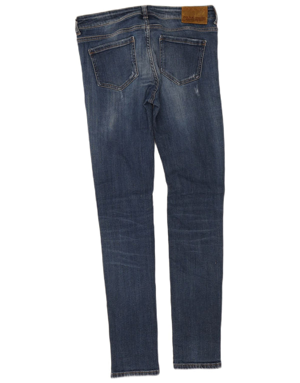 Damskie jeansy rurkowe Zara w trudnej sytuacji ze średnim stanem EU 38 Small W30 L29 niebieskie