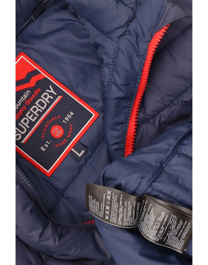 Superdry Męska ocieplana kurtka z kapturem UK 40 duża granatowa poliester