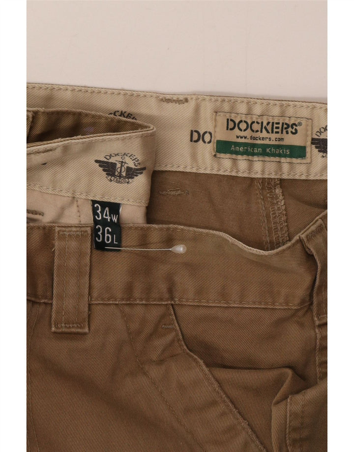 Męskie spodnie cargo Dockers khaki proste W34 L32 khaki