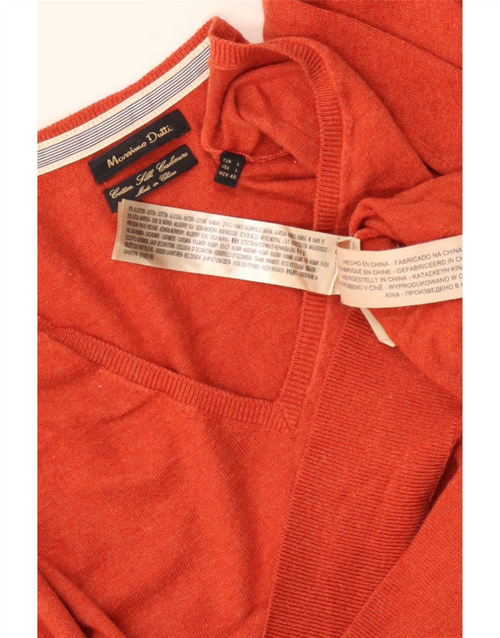 Męski sweter Massimo Dutti z dekoltem w kształcie litery V, duży, czerwony, bawełniany