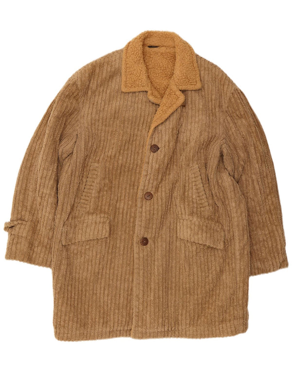 Vintage męski sztruksowy płaszcz Sherpa IT 54 2XL beżowy