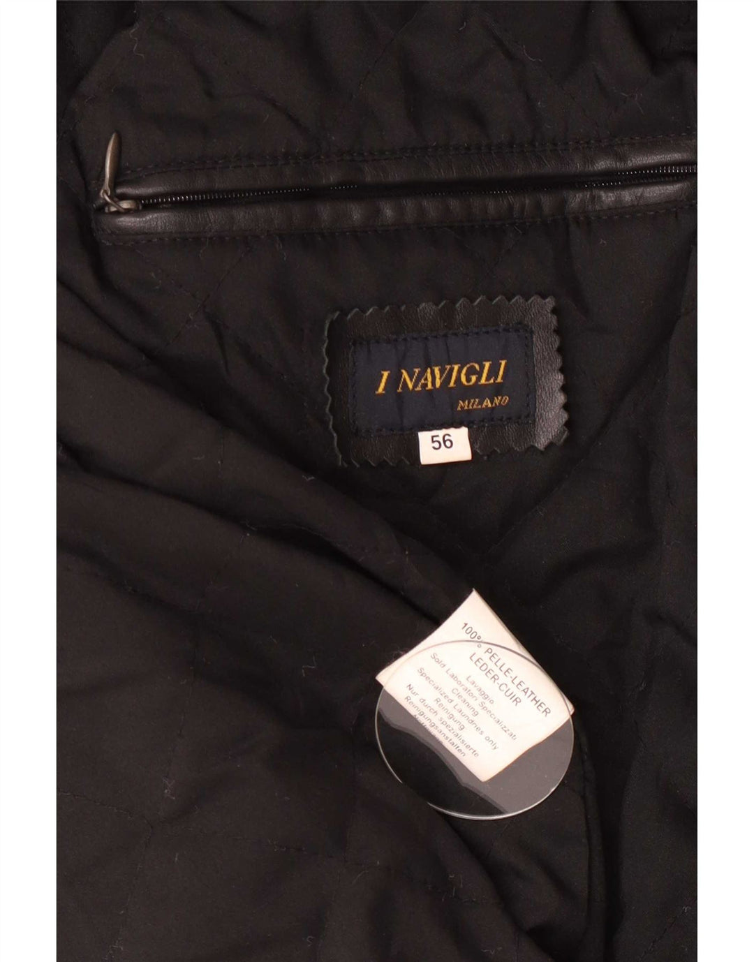 I NAVIGLI Męska kurtka skórzana IT 56 3XL czarna