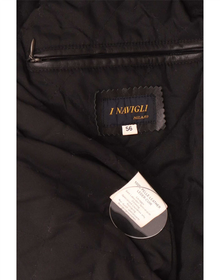 I NAVIGLI Męska kurtka skórzana IT 56 3XL czarna