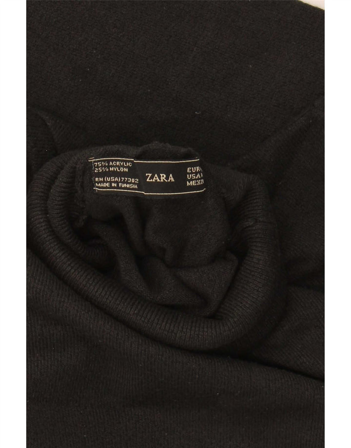 Sweter damski Zara z wywijanym dekoltem UK 12, średni czarny akryl