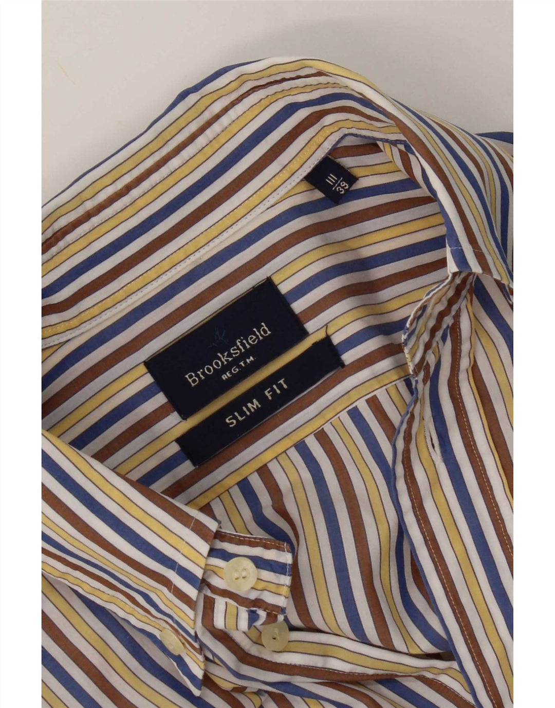 Męska koszula Brooksfield Slim Fit, rozmiar 39, w średnie wielokolorowe prążki
