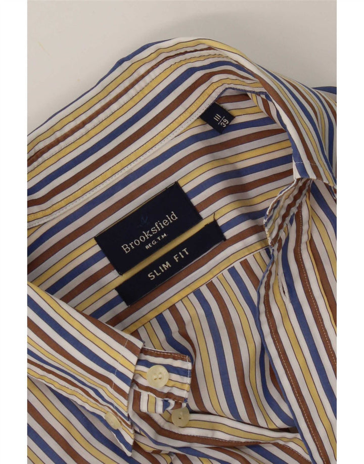 Męska koszula Brooksfield Slim Fit, rozmiar 39, w średnie wielokolorowe prążki