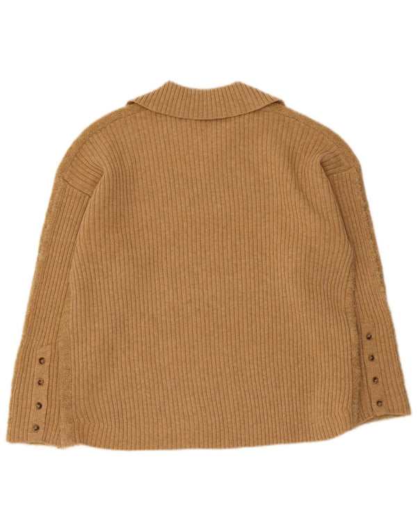 Damski sweter polo Indi & Cold UK 14 Średni beżowy wełniany
