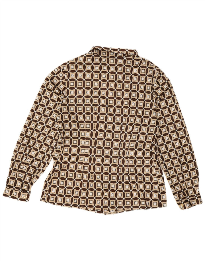 Koszula damska VINTAGE UK 16 Duża beżowa, geometryczna wełna