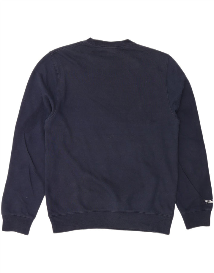 MITCHELL & NESS Mens Graphic Sweatshirt Jumper Medium Navy Blue Cotton Vintage Mitchell & Ness and Second-Hand Mitchell & Ness from Messina Hembry 