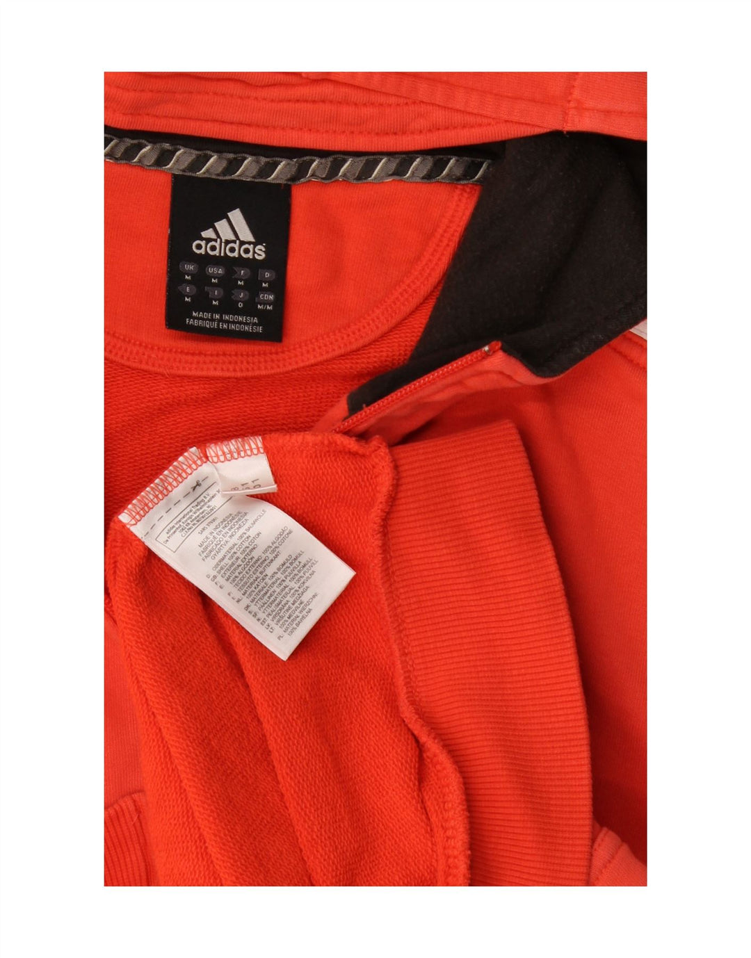 Męski sweter z kapturem i zamkiem błyskawicznym Adidas, średnio czerwony, bawełniany