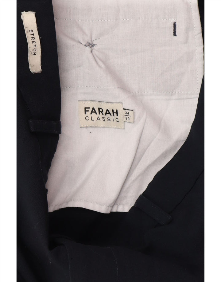 Męskie proste spodnie casualowe Farah W34 L29 Granatowy poliester