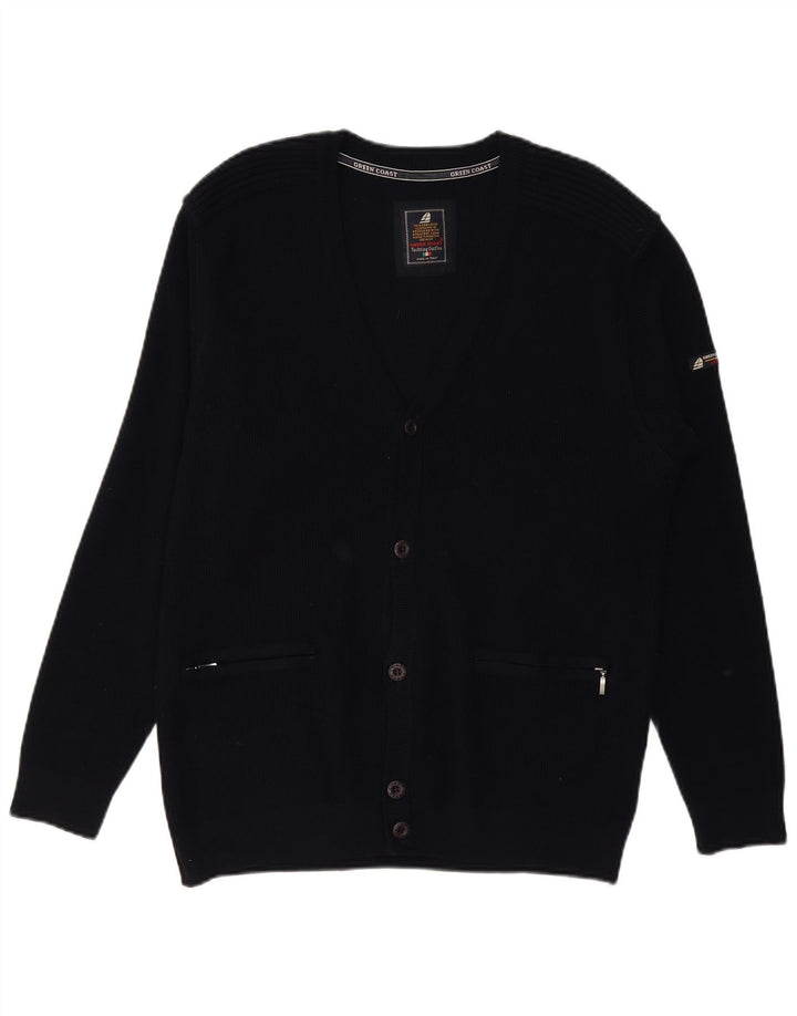 Męski sweter rozpinany GREEN COAST IT 52, duża czarna wełna merynosowa