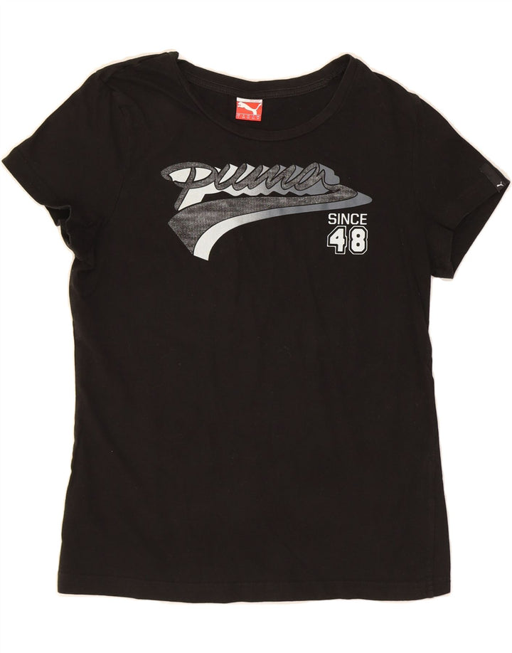 PUMA Womens Graphic T-Shirt Top UK 14 Medium Black Vintage Puma and Second-Hand Puma from Messina Hembry 