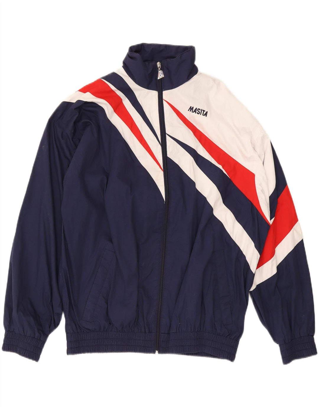 MASITA Męska kurtka dresowa XL, granatowa, poliester z blokami kolorów