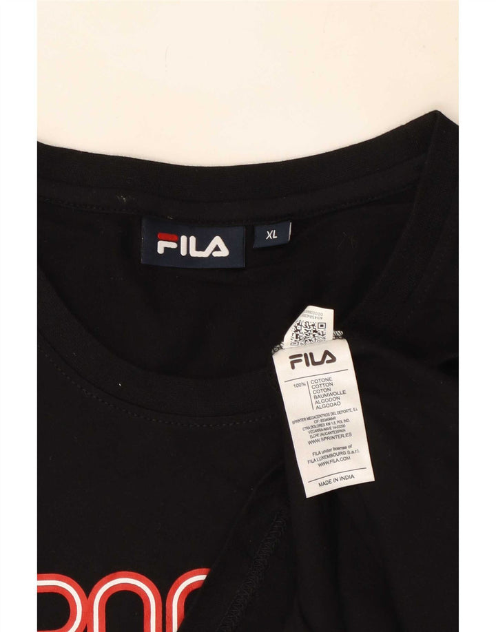 Męska koszulka z grafiką Fila Top XL w kolorze czarnym