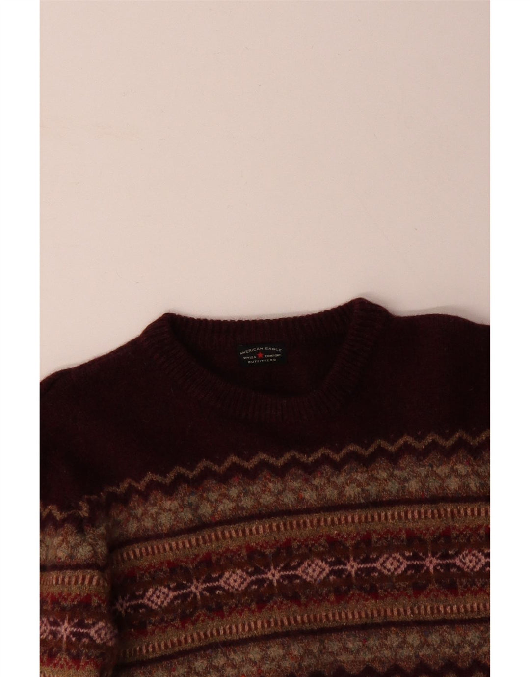 Damski sweter z okrągłym dekoltem AMERICAN EAGLE UK 14 Średni bordowy