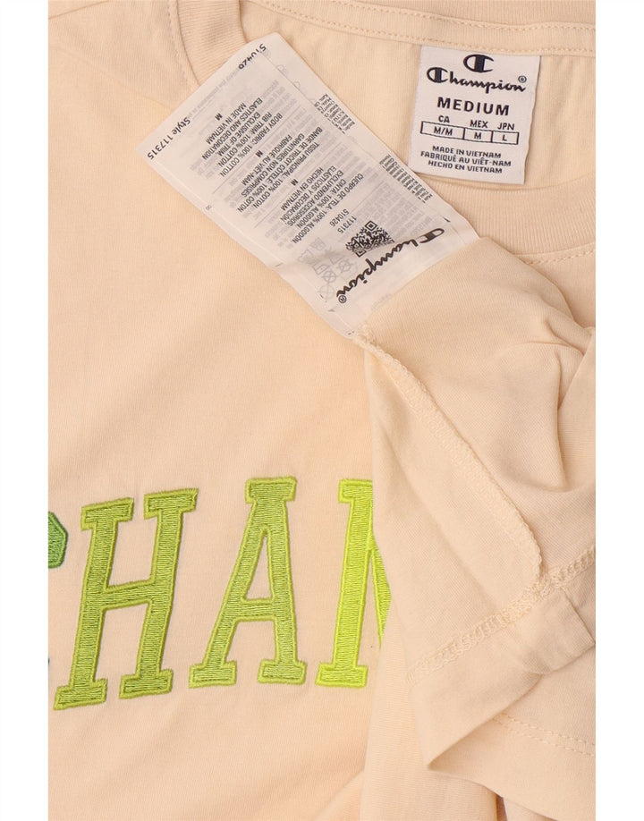 CHAMPION Womens Graphic T-Shirt Top UK 14 Medium White Cotton