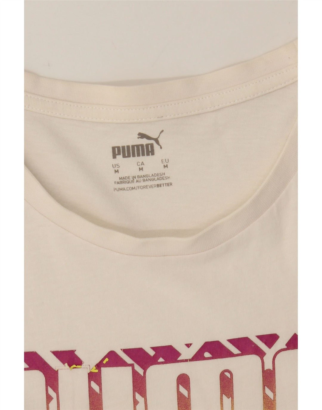 PUMA Mens Graphic T-Shirt Top Medium Off White Cotton Vintage Puma and Second-Hand Puma from Messina Hembry 