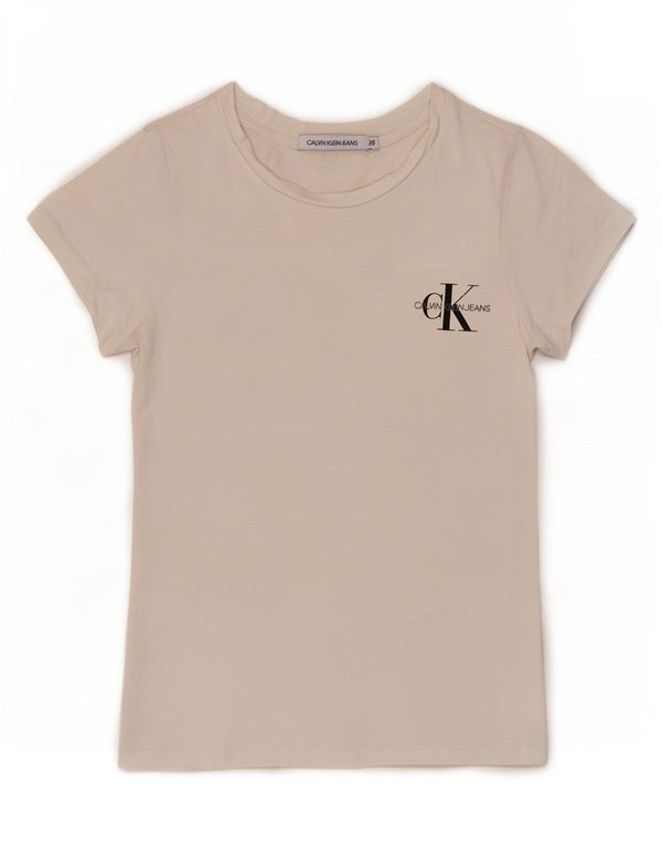 T-shirt damski Calvin Klein Jeans Top UK 6 XS, biały, bawełniany