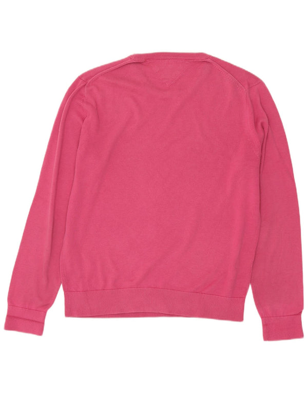 Tommy Hilfiger Mens Boat Neck Jumper Sweater Large Pink Cotton