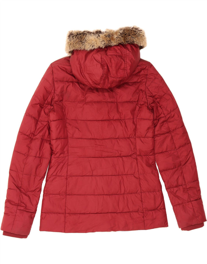 BARBOUR Womens Hooded Padded Jacket UK 8 Small  Red Polyamide Vintage Barbour and Second-Hand Barbour from Messina Hembry 