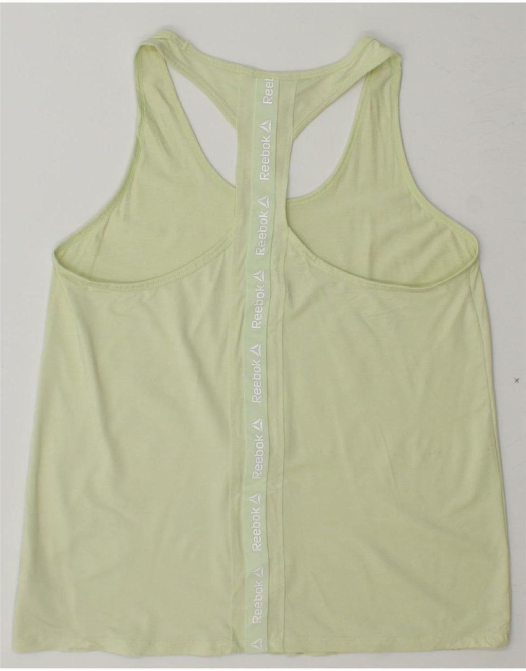 REEBOK Womens Graphic Vest Top UK 14 Medium Yellow Polyester Vintage Reebok and Second-Hand Reebok from Messina Hembry 