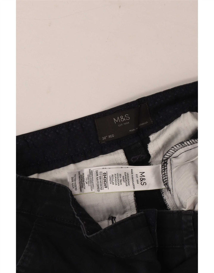 Marks & Spencer Męskie spodenki Chino W30 Średni granatowy, bawełniany