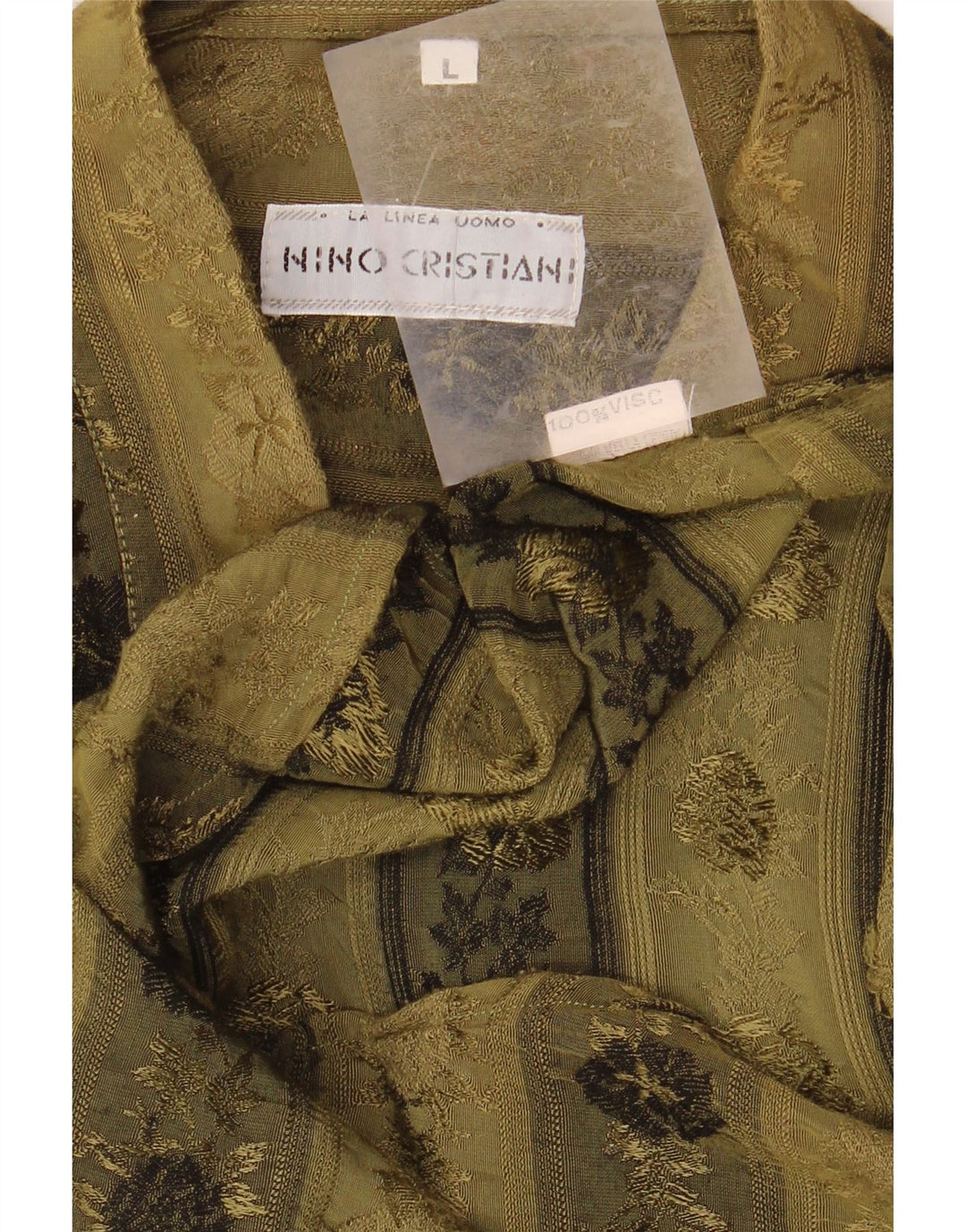 Koszula męska VINTAGE, duża, khaki, wiskoza w kwiaty