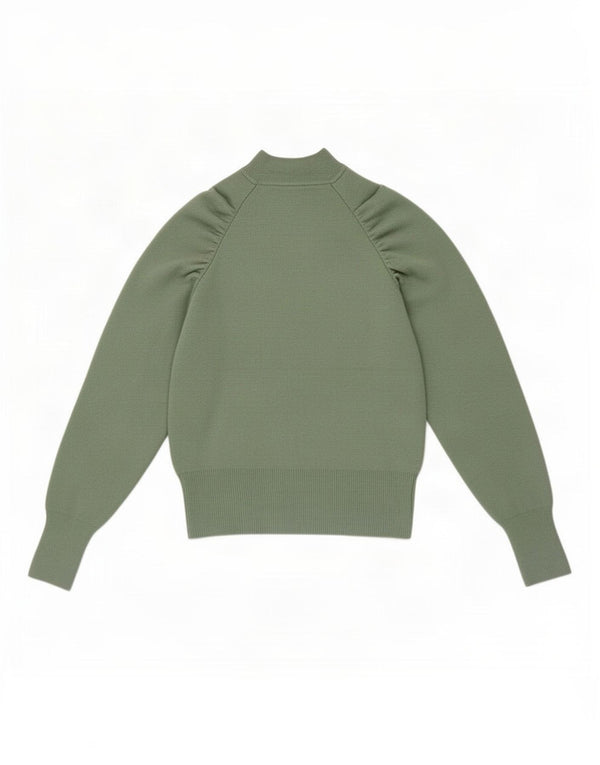 Topshop damski sweter z golfem UK 6 XS zielony akryl