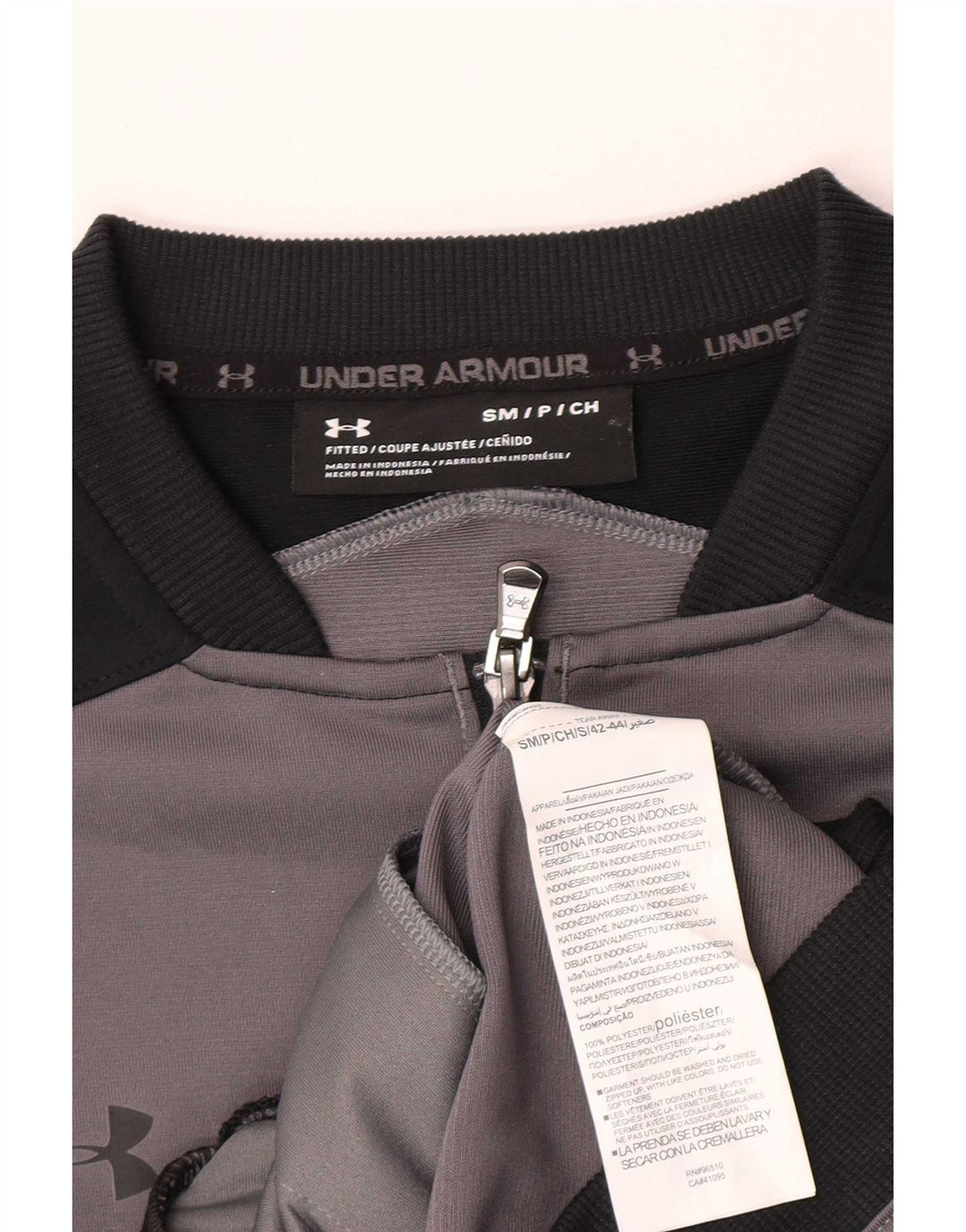 Męska kurtka dresowa Under Armour, mała, szara, poliestrowa z blokami kolorów