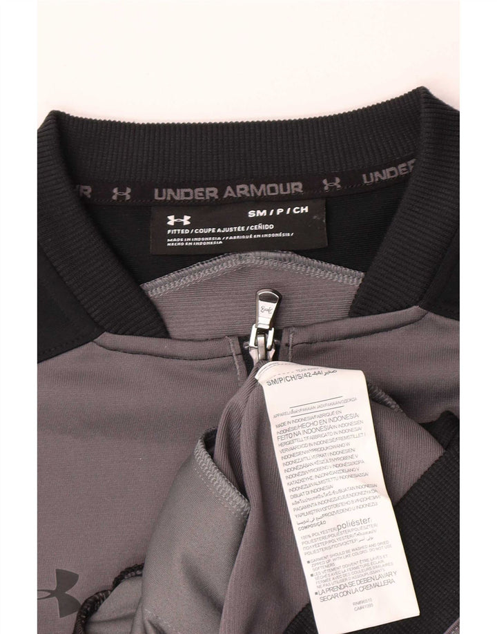 Męska kurtka dresowa Under Armour, mała, szara, poliestrowa z blokami kolorów
