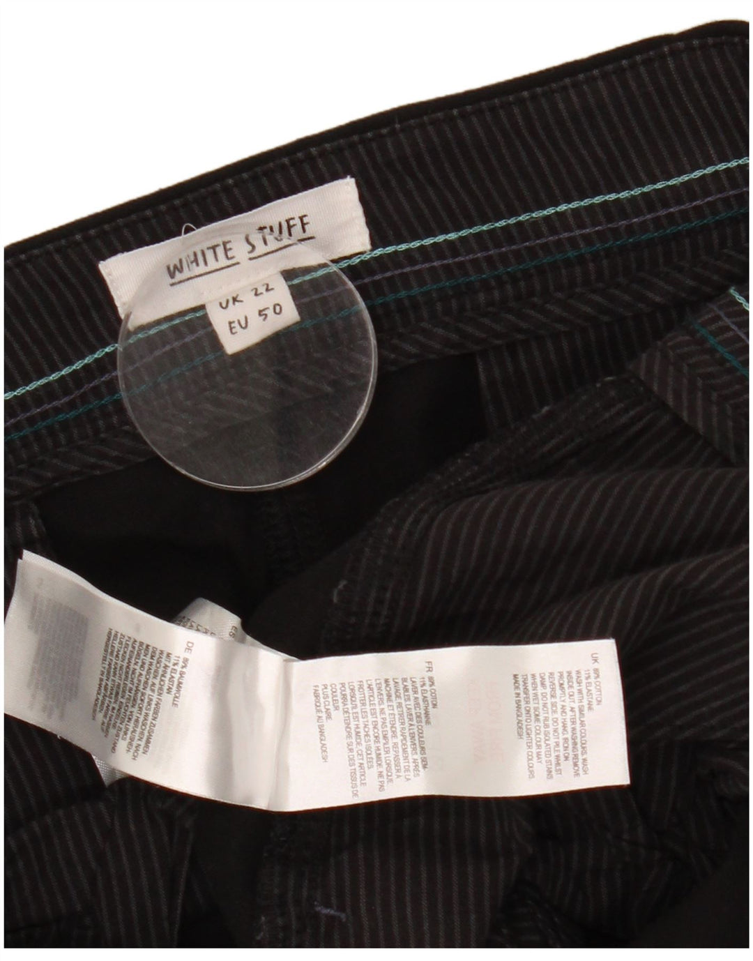Spodnie damskie Capri White Stuff UK 22 3XL W44 L24 Czarna bawełna