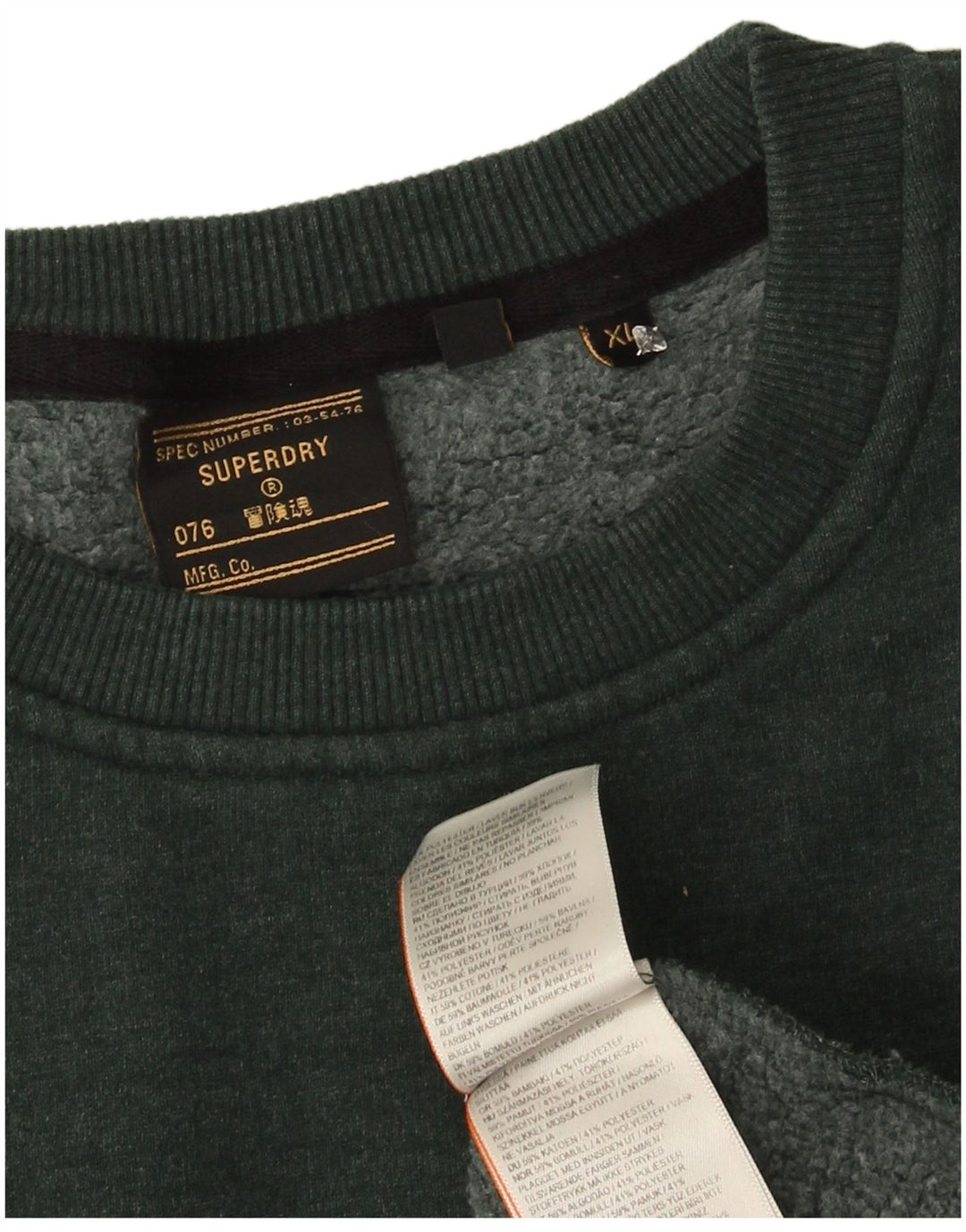 Męski sweter z grafiką Superdry XL, zielony, bawełniany