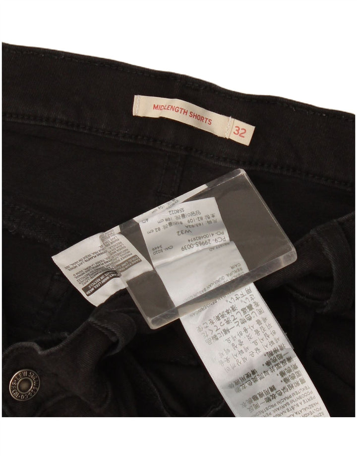 Damskie spodenki jeansowe Levi's Mid Rise W32, duże, czarne, bawełniane
