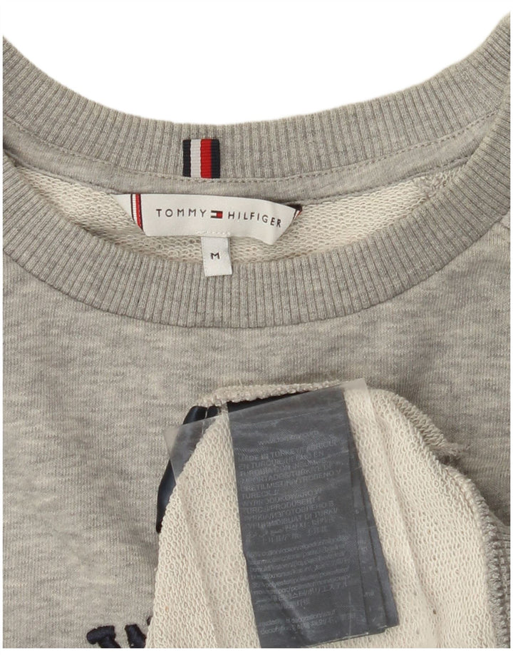 TOMMY HILFIGER Womens Graphic Sweatshirt Jumper UK 14 Medium Grey Flecked