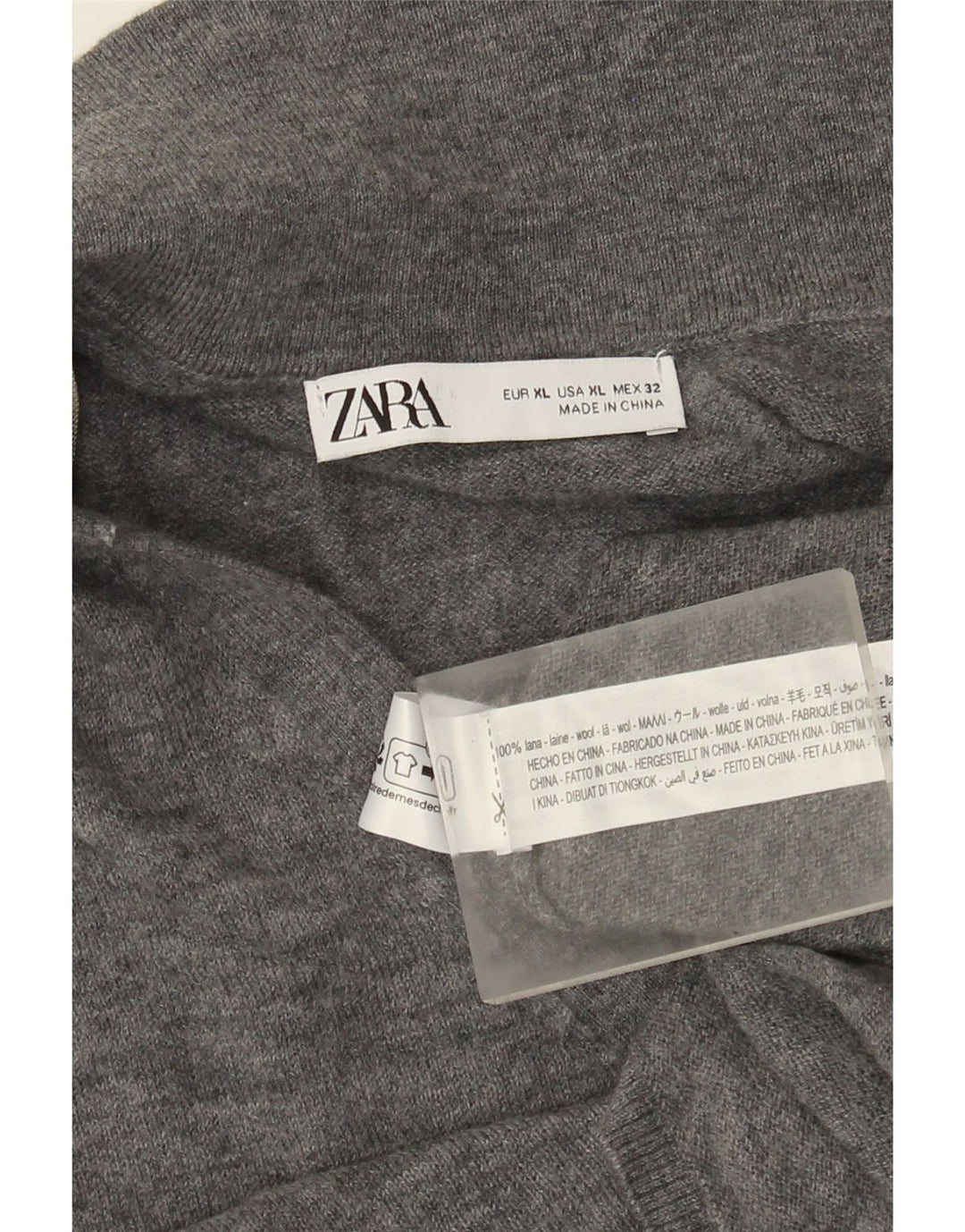 Sweter damski Zara Cardigan UK 18 XL Szara wełna