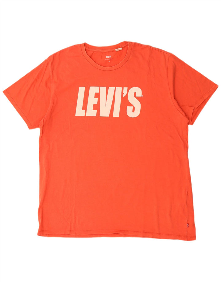 Męski T-shirt z grafiką LEVI'S, góra XL, czerwona bawełna