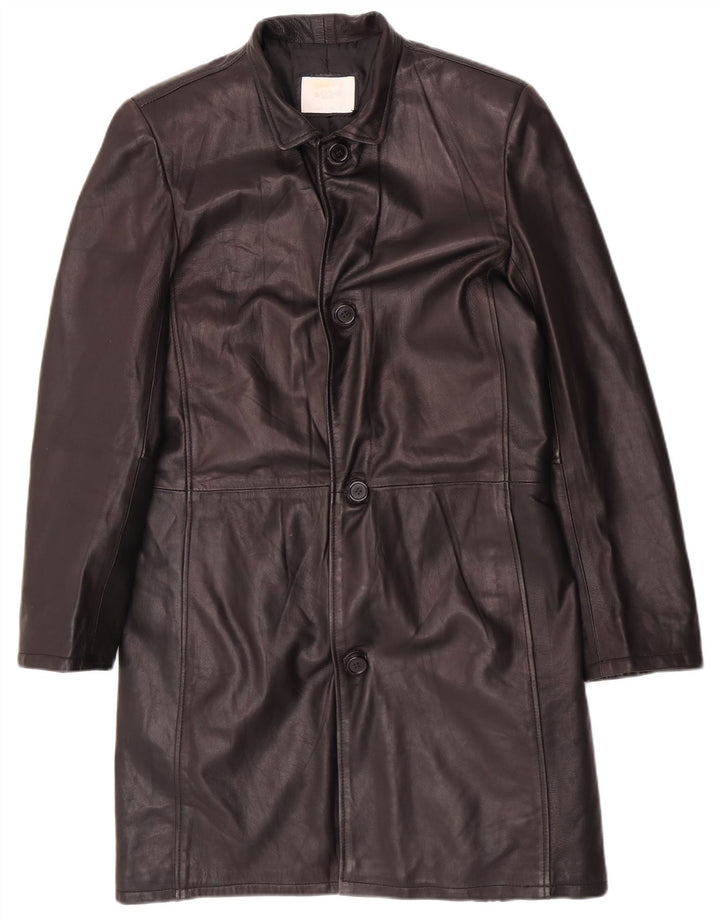 Barone Męski płaszcz skórzany UK 36 Small Black